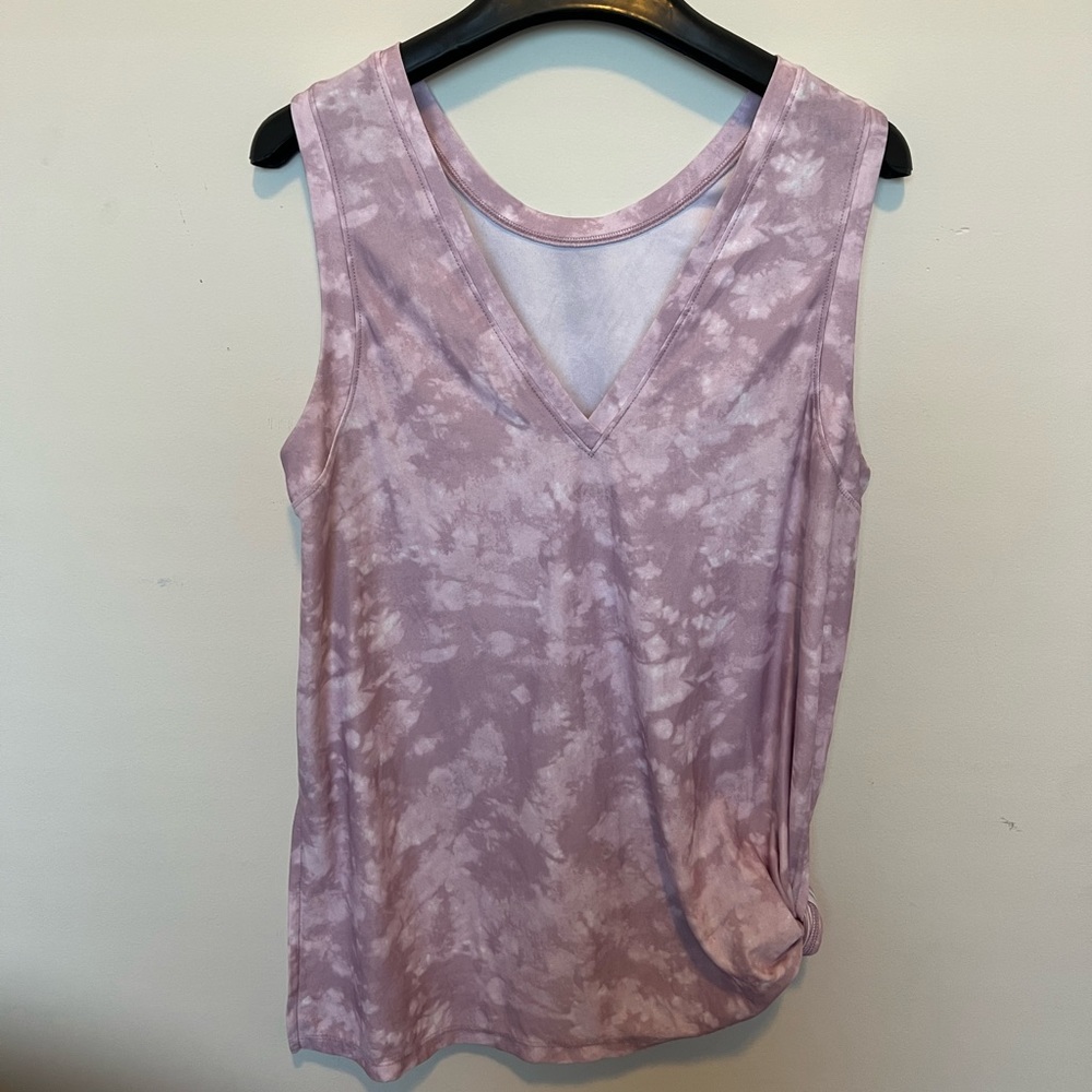 Light Purple Tye Dye Tank Top With Slit Sides